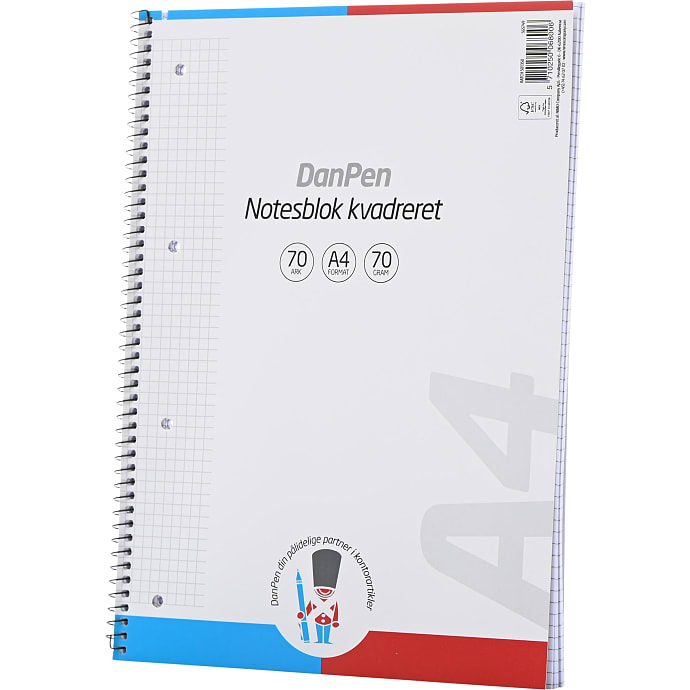 Danpen Notesbog A4 Kvadreret