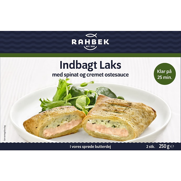 Indbagt laksefilet m. spinat