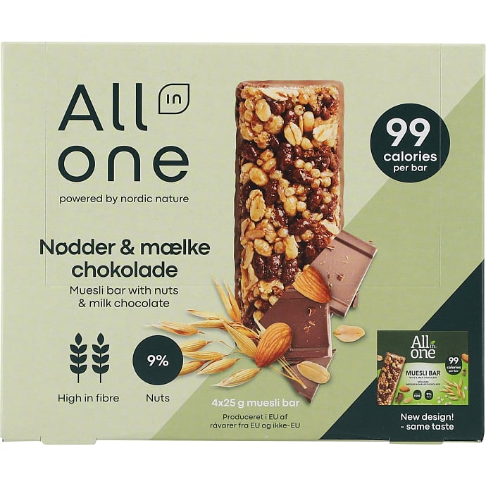 Müslibarer m. nødder og mælkechokolade