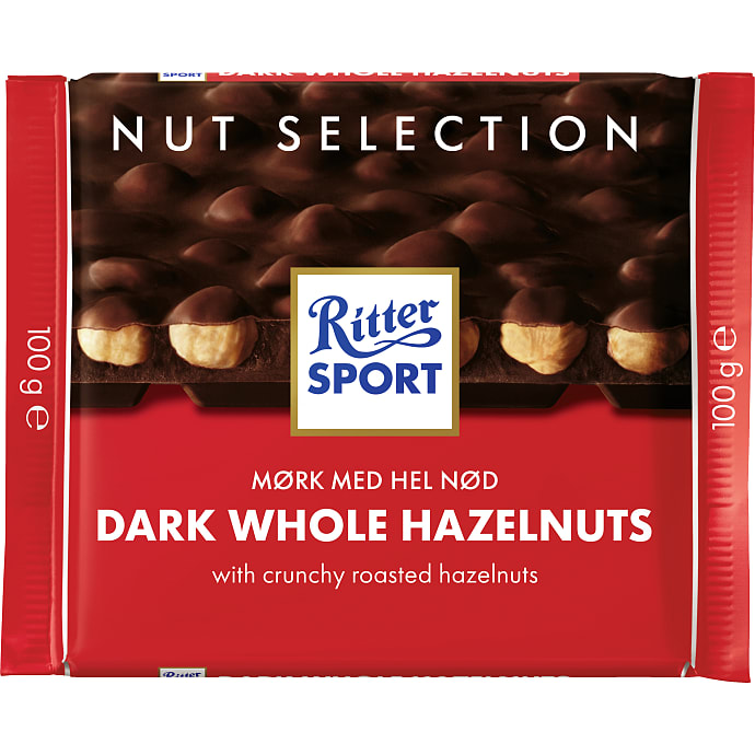 Ritter Sport mørk chokolade med hasselnødder 100 g