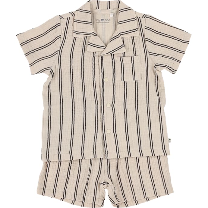 Tiny One 2-delt sæt skjorte og shorts str. 50/56 beige