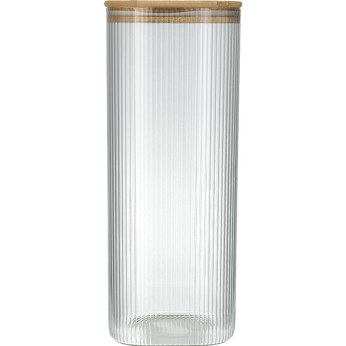 Opbevaringsglas med riller - bambuslåg - 1,8 liter