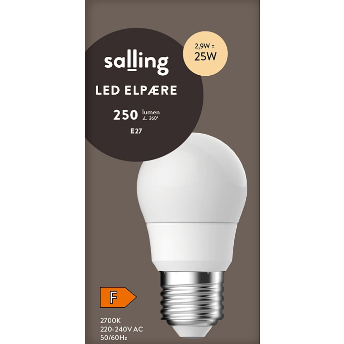 Salling LED kronepære 2,9W varmt hvidt lys