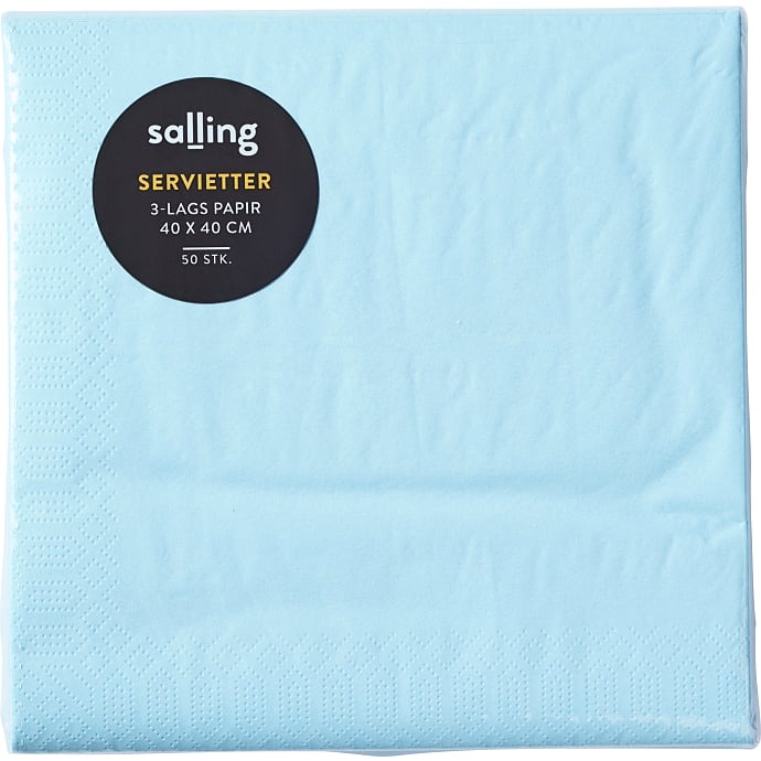 Salling Ensfarvede Servietter 40x40 cm 50-pak Lyseblå