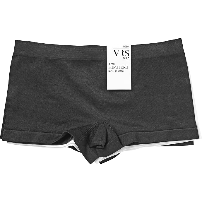 VRS teen 3-pak hipsters str. 158/164 - sort/hvid