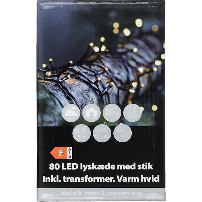 Lyskæde med 80 LED - varm hvid