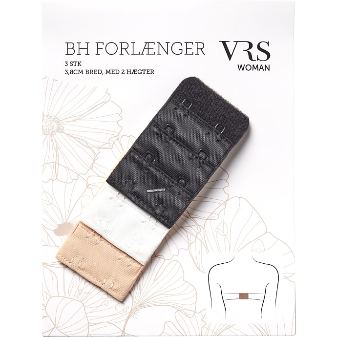 VRS Woman BH Forlænger 3-pak One Size Sort/Beige/Hvid
