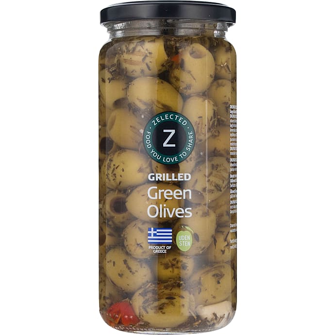 Grillede grønne oliven