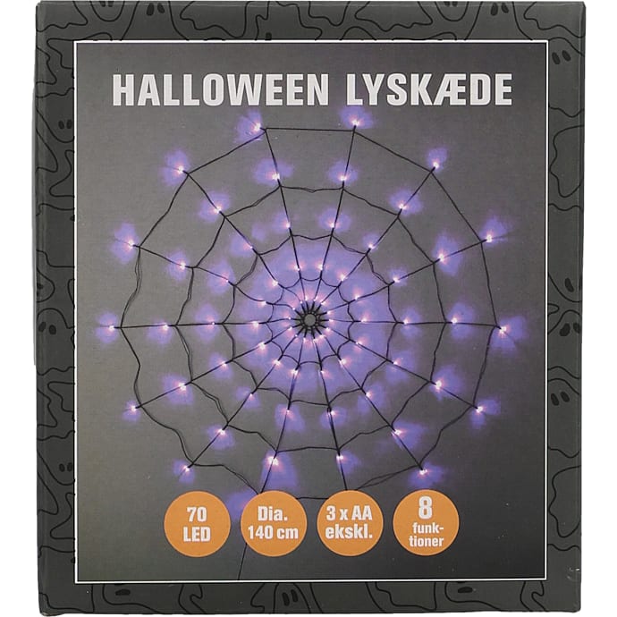 Halloween edderkoppespind lysnet 70 LED - lilla