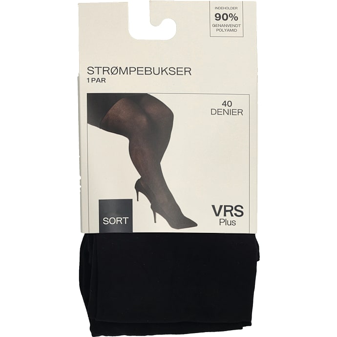 VRS Dame Strømpebukser 40 Denier Str. 54-56 Sort