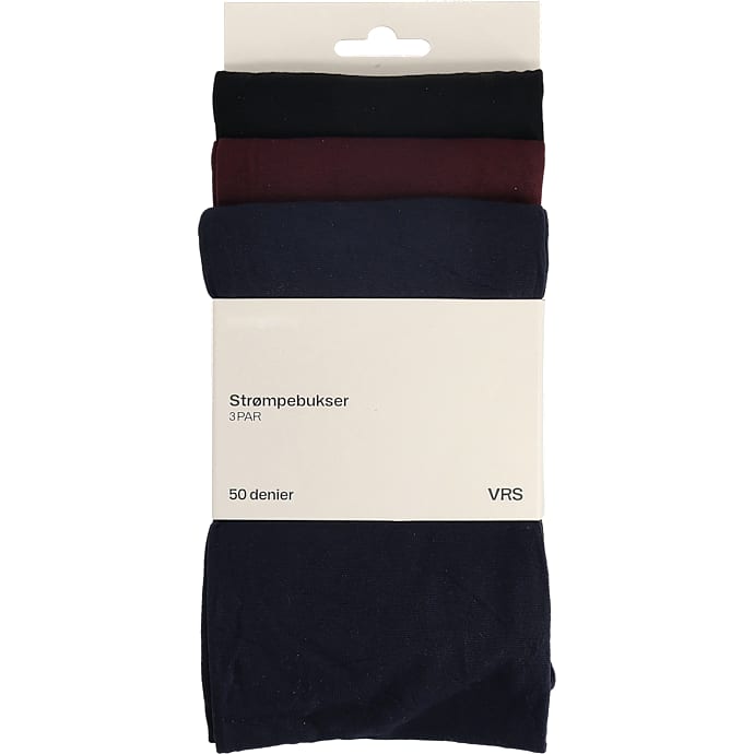 VRS dame 3-pak strømpebukser str. l/xl - navy