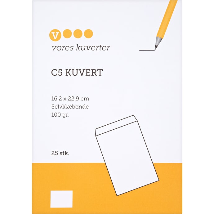 Kuverter C5 - 25 stk.