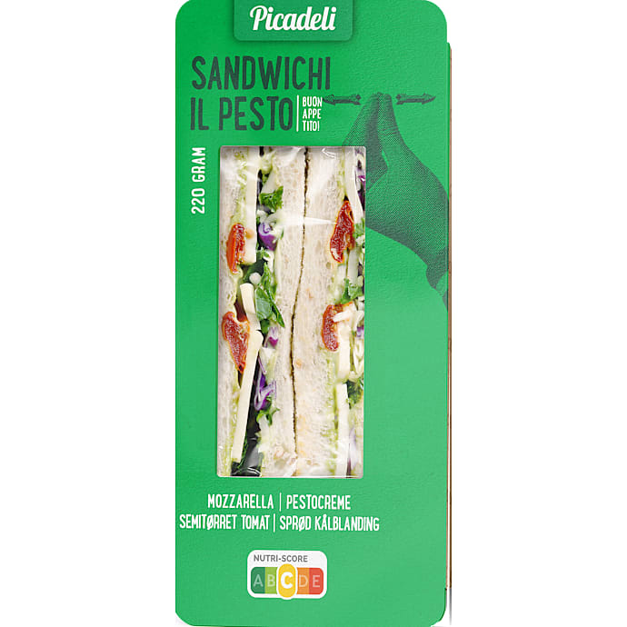 Sandwich m. mozzarella og pesto – produktbillede
