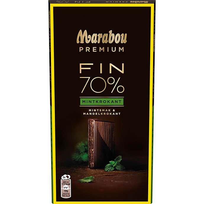 Mørk chokolade 70% kakao m. mint