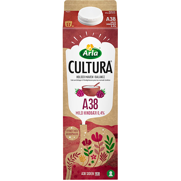 Syrnet mælk  m. mild hindbær 0,4%