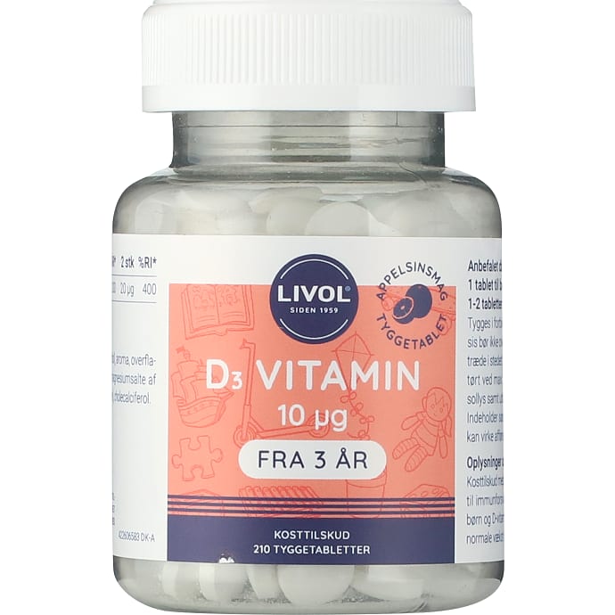Livol D-Vitamin Tyggetablet 10 mg 210 stk