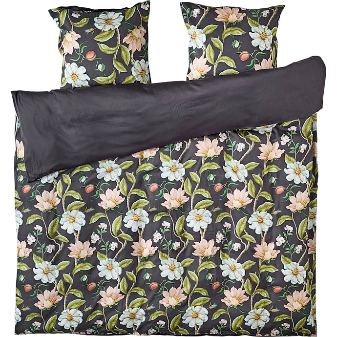 MAISON Lux sengetøj 200x220 cm - blomster på grå bund