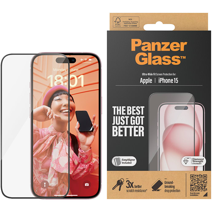 PanzerGlass skærmbeskyttelse iPhone 15