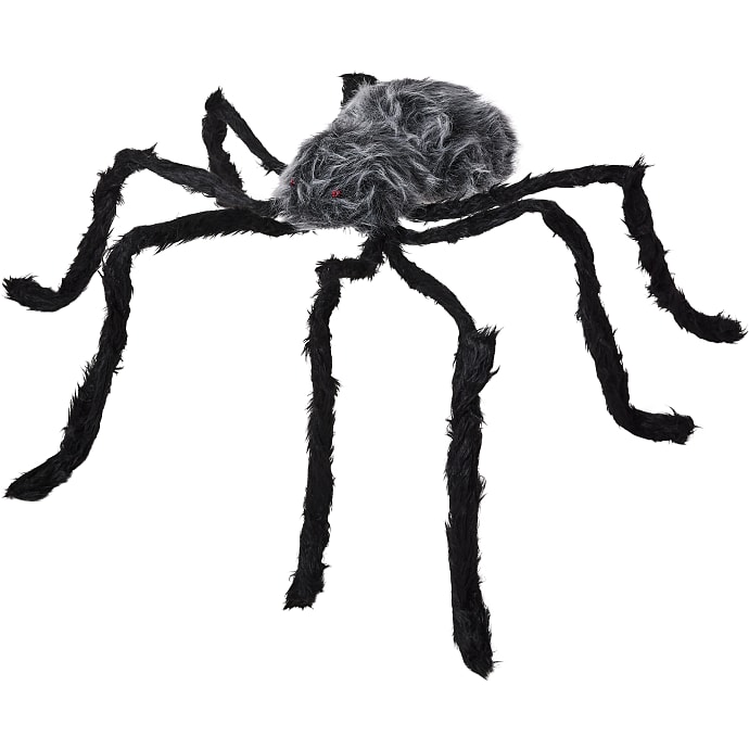 Halloween edderkop med LED 120 cm - Sort