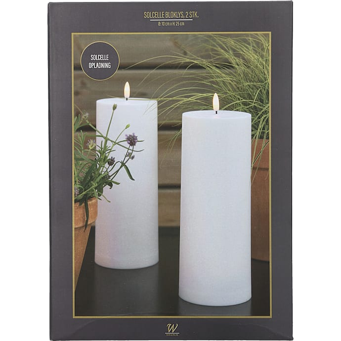 Windsor udendørs solar bloklys 10x25 cm - hvid
