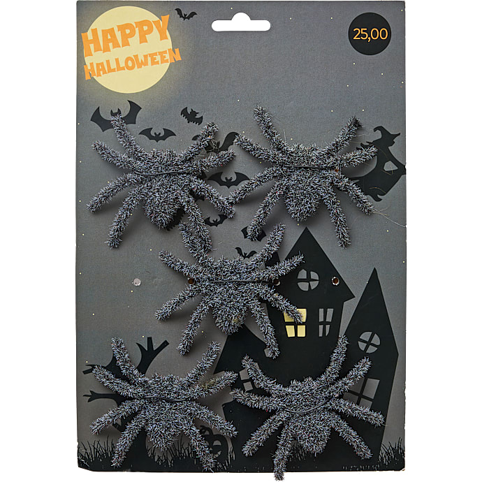 Halloween edderkopper pynt 5-pak
