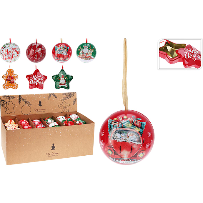 Julekugle dåse - flere varianter - assorteret