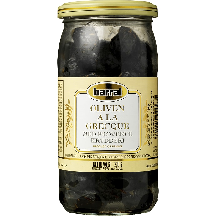 Sorte oliven m. sten og provence krydderier