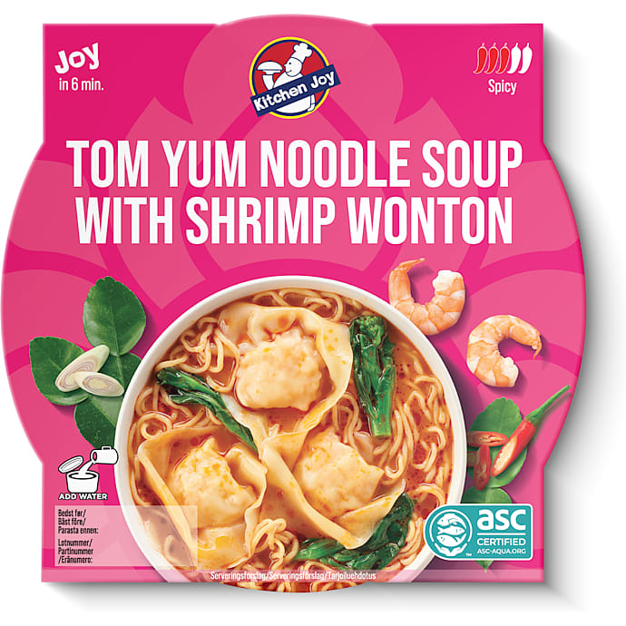 Tom Yum nudelsuppe m. reje wonton