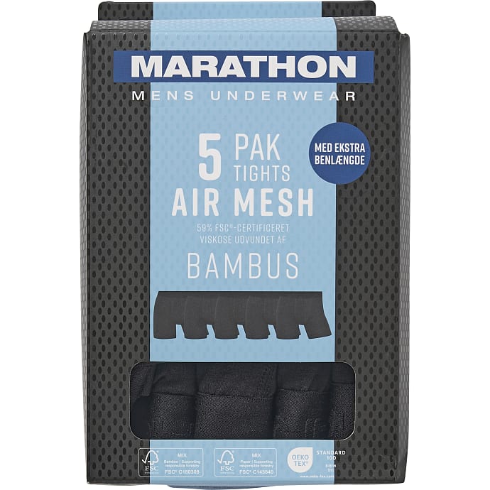 Marathon herre 5-pak tights str. XL - sort