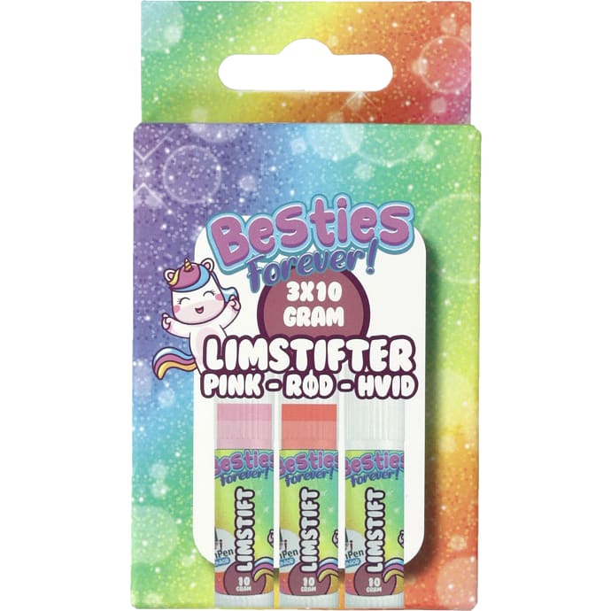 Danpen limstift 3-pak - pink/rød/hvid