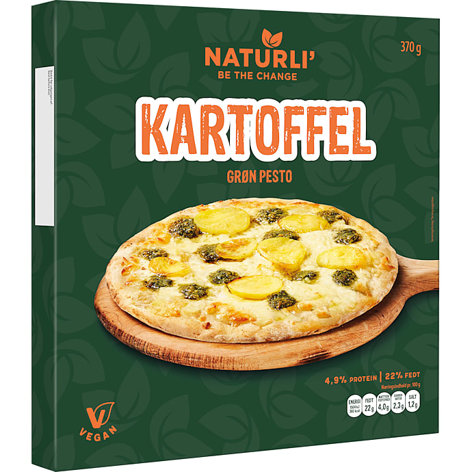 Pizza m. kartoffel og grøn pesto