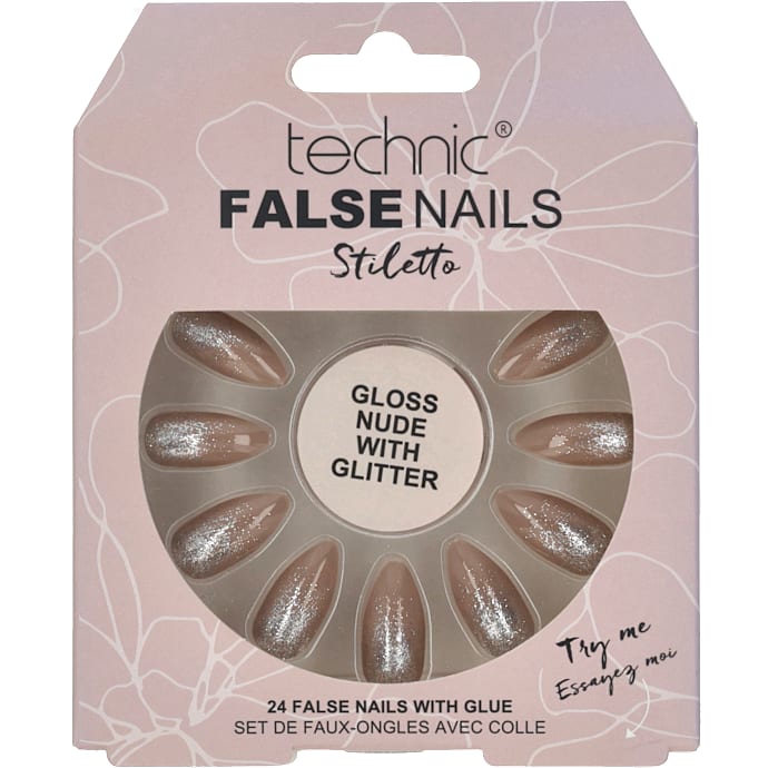 Kunstige negle Gloss Nude With Glitter