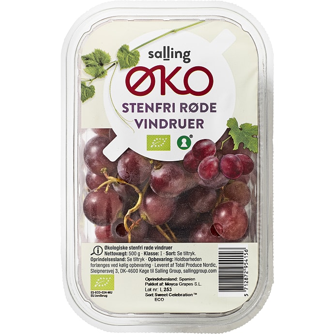 Stenfrie røde druer øko