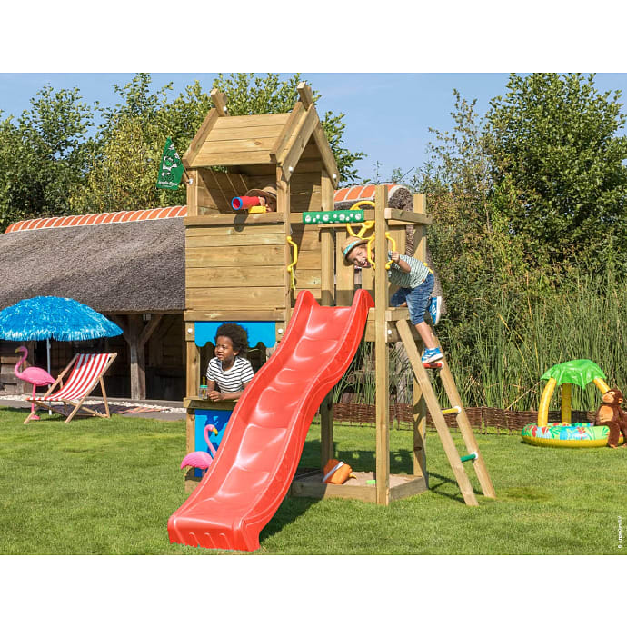 Jungle Gym Resort legetårn komplet inkl. rød rutsjebane