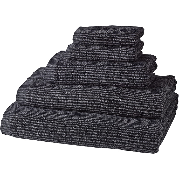 MAISON håndklæde 70x140 cm - strib sort og grå