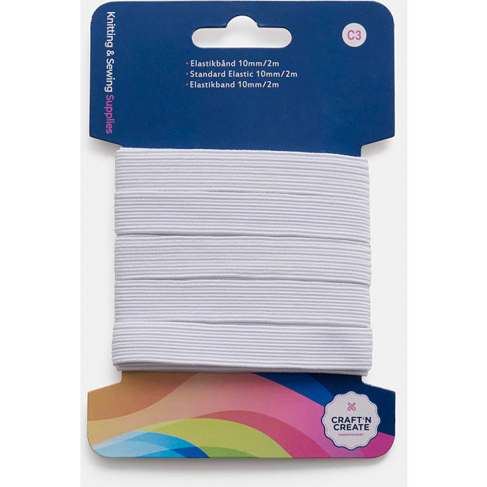 CraftnCreate elastikbånd 10 mm - hvid