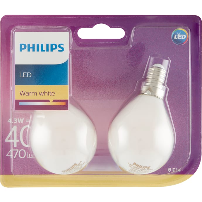 Philips LED-pærer 40W varmt hvidt lys 2 stk