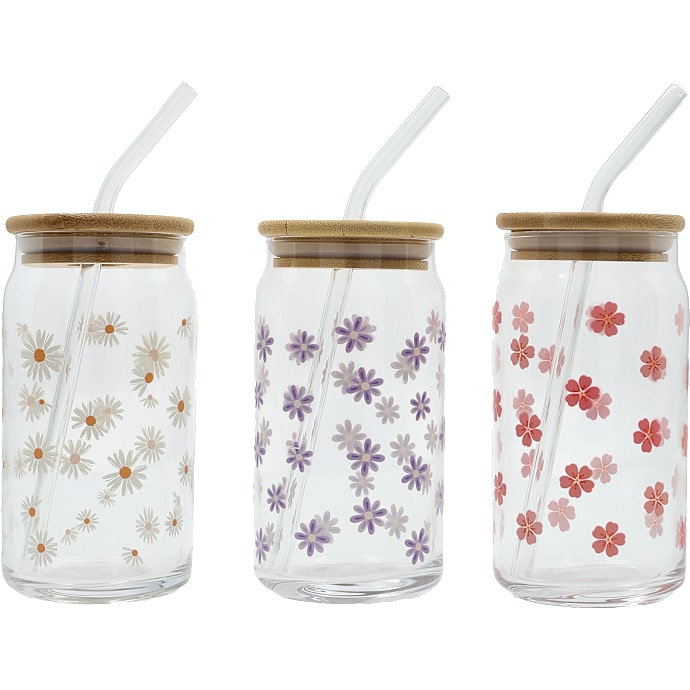 Drikkeglas med låg og sugerør - Assorteret