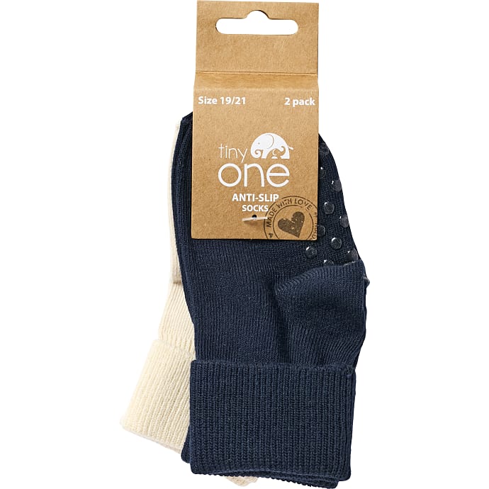 Tiny One baby 2-pak strømper str. 19/21 - blå/råhvid