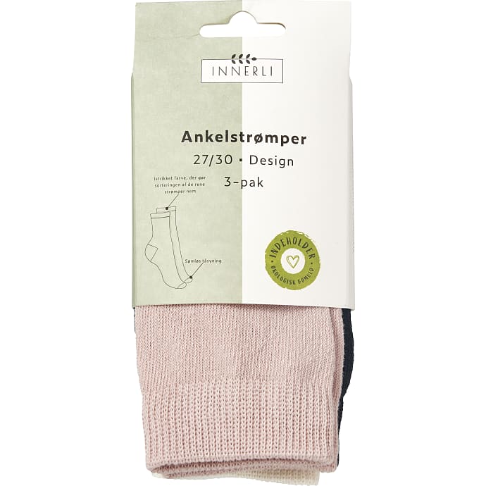 Ankelstrømper str. 27/30 3-pak