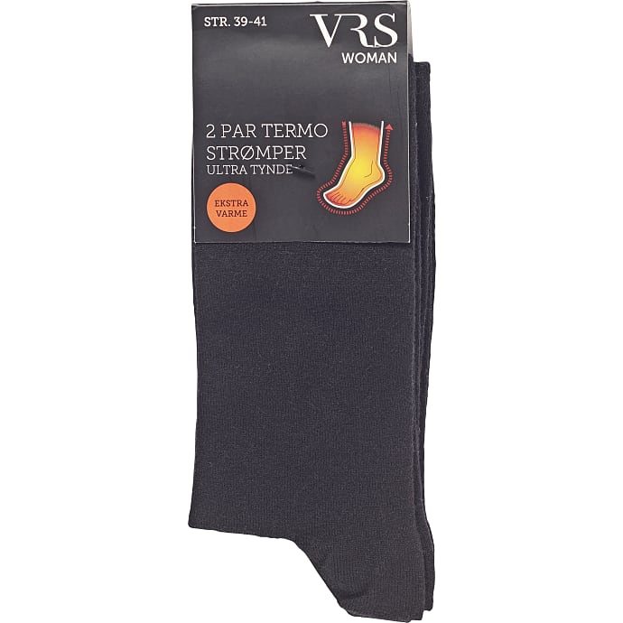 VRS dame 2-pak tynde termostrømper str. 35/38 - sort