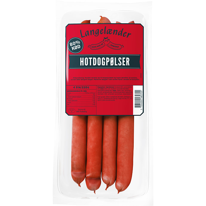 Hotdogpølser 68% kød