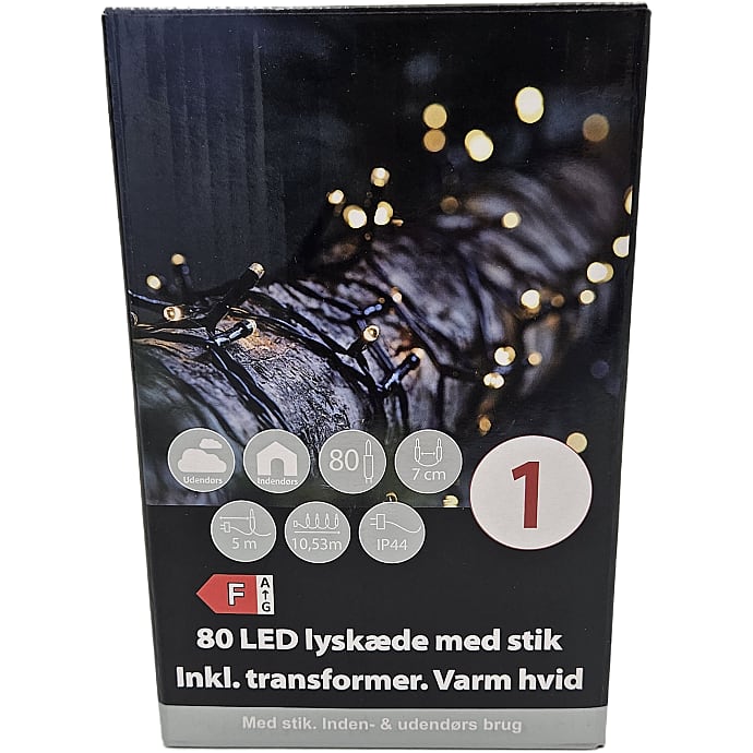 Lyskæde med 80 LED - varm hvid