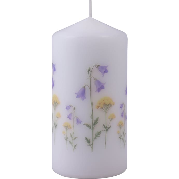 Bloklys 6x12 cm hvid m. blomstermotiv
