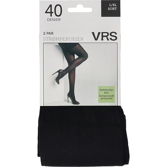 VRS dame 2-pak strømpebuks str. L/XL - sort