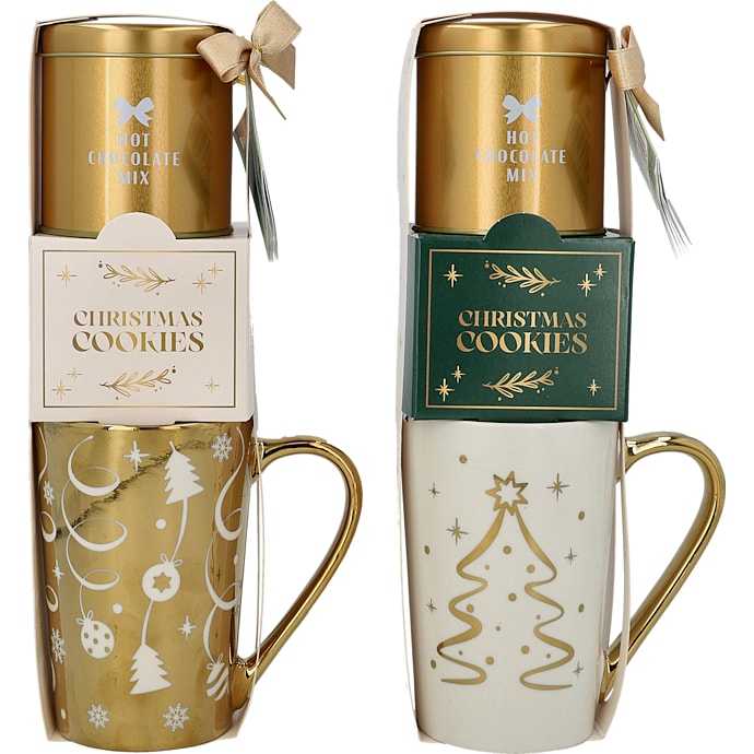 Julekrus med varm choko mix og cookies - flere varianter - assorteret