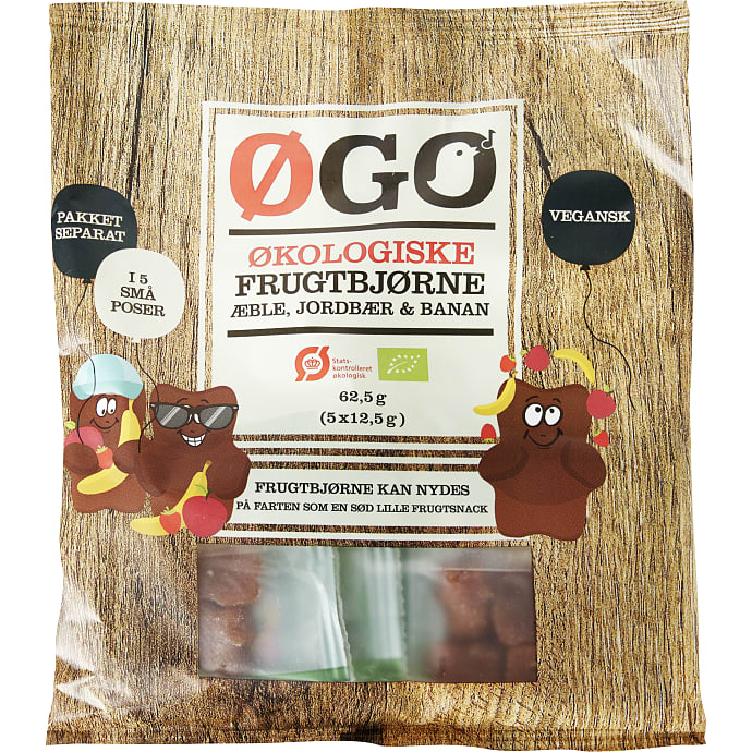 ØGO Frugtstænger Jordbær, Banan, Æble