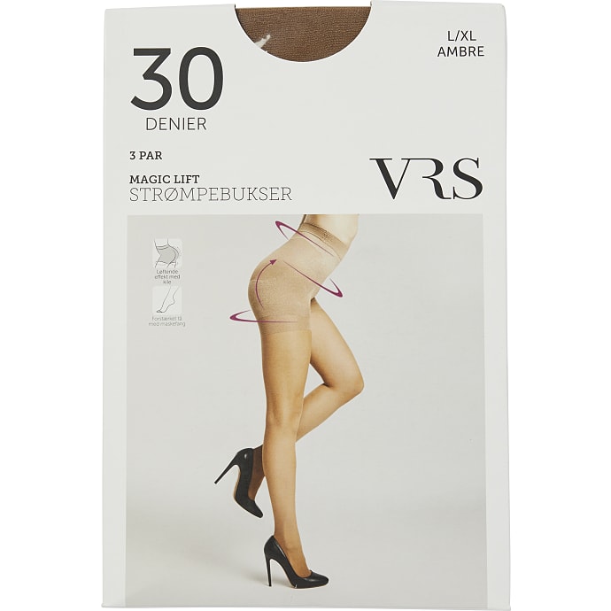 VRS 3-pak strømpebukser magic lift str. S/M - ambre