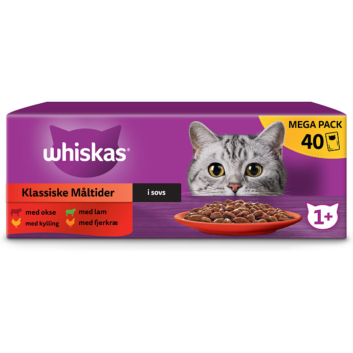 Whiskas Vådfoder i sovs m. okse, kylling, lam & fjerkræ