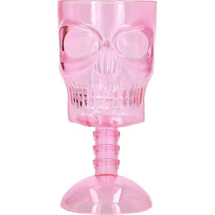 Halloween kranie vinglas i plast - pink